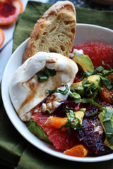 Winter Citrus and Avocado Salad with Burrata and Balsamic Reduction