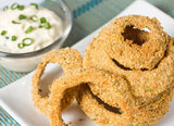 Crispy Baked Onion Rings with Garlic Dipping Sauce