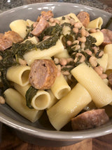 Rigatoni with Italian Sausage and Garlic Brodo