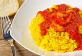 Fra Diavolo Poached Shrimp over Risotto Milanese