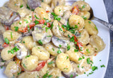 Vegan Pan-Fried Gnocchi with Mushroom Cream Sauce