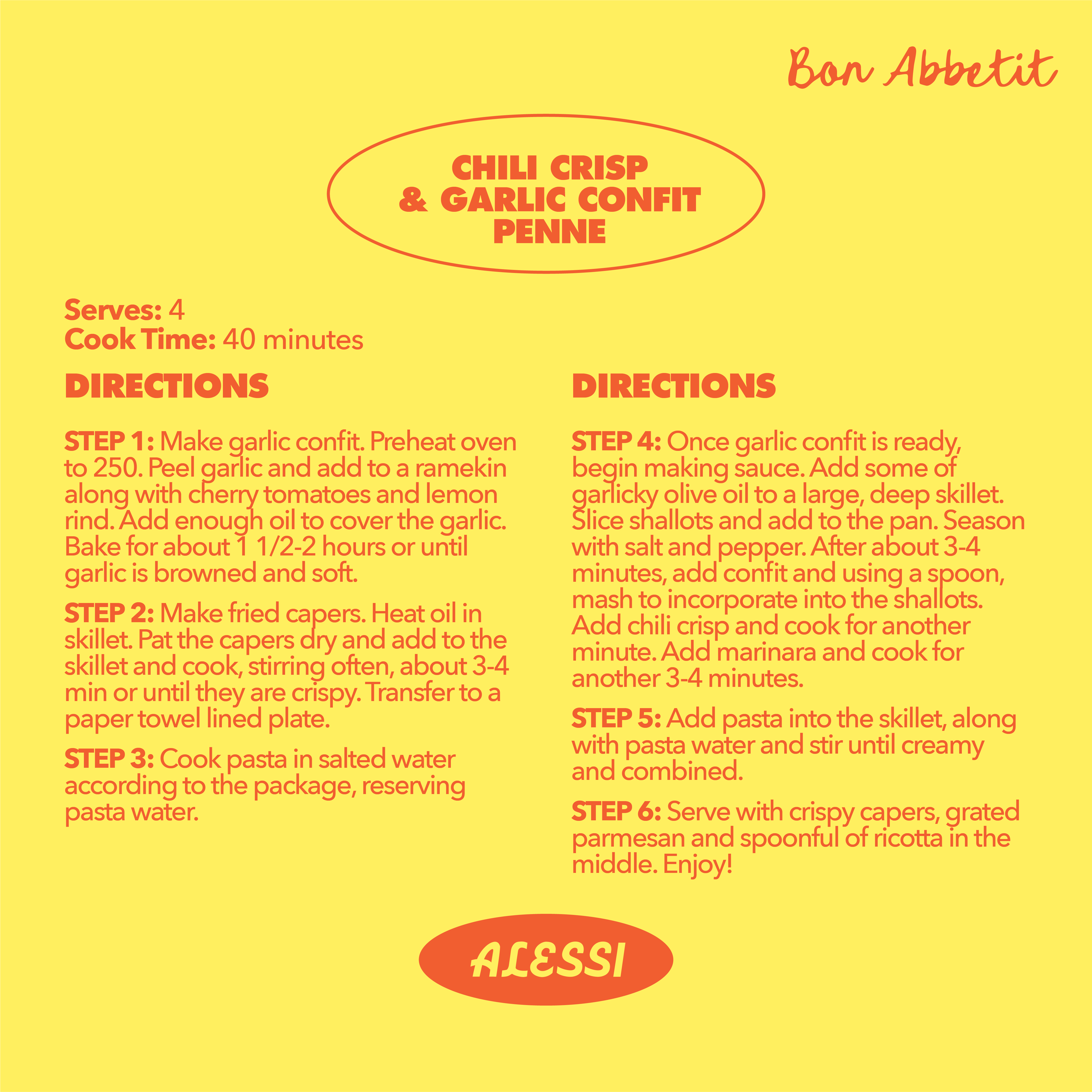 Chili Crisp & Garlic Confit Penne